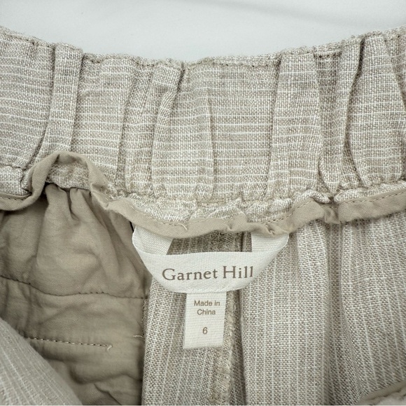 Garnet Hill Straight-Leg Linen Trousers in Natural Pinstripe Size 6 - Picture 3 of 10